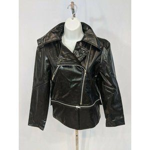 New Light Thin Black Faux Leather Motorcycle Jacket Size S